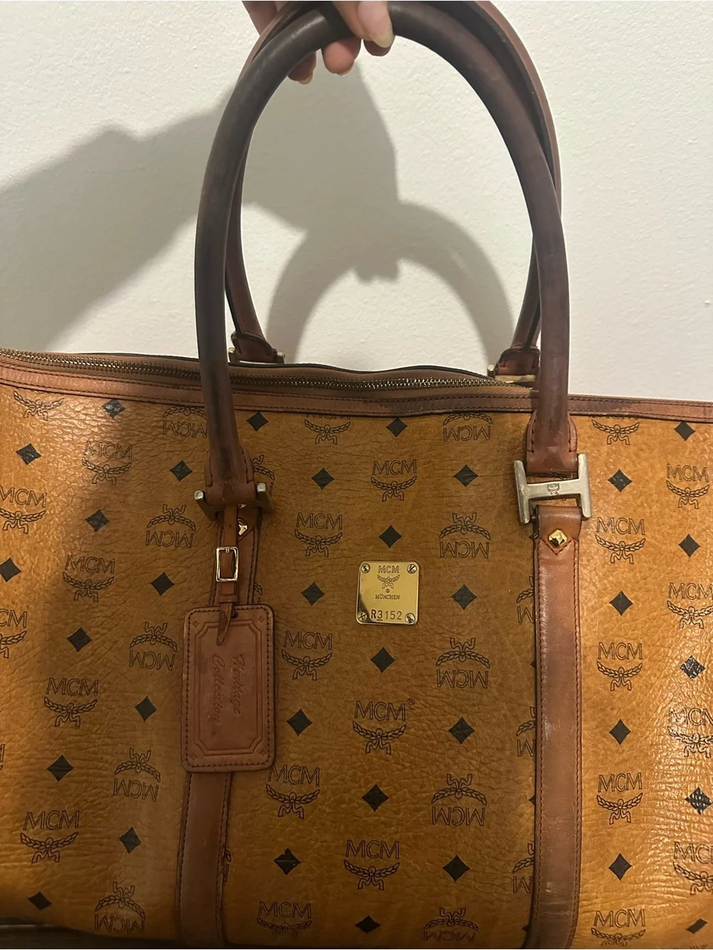 Vintage MCM Cognac Visetos Leather Weekender Bag
